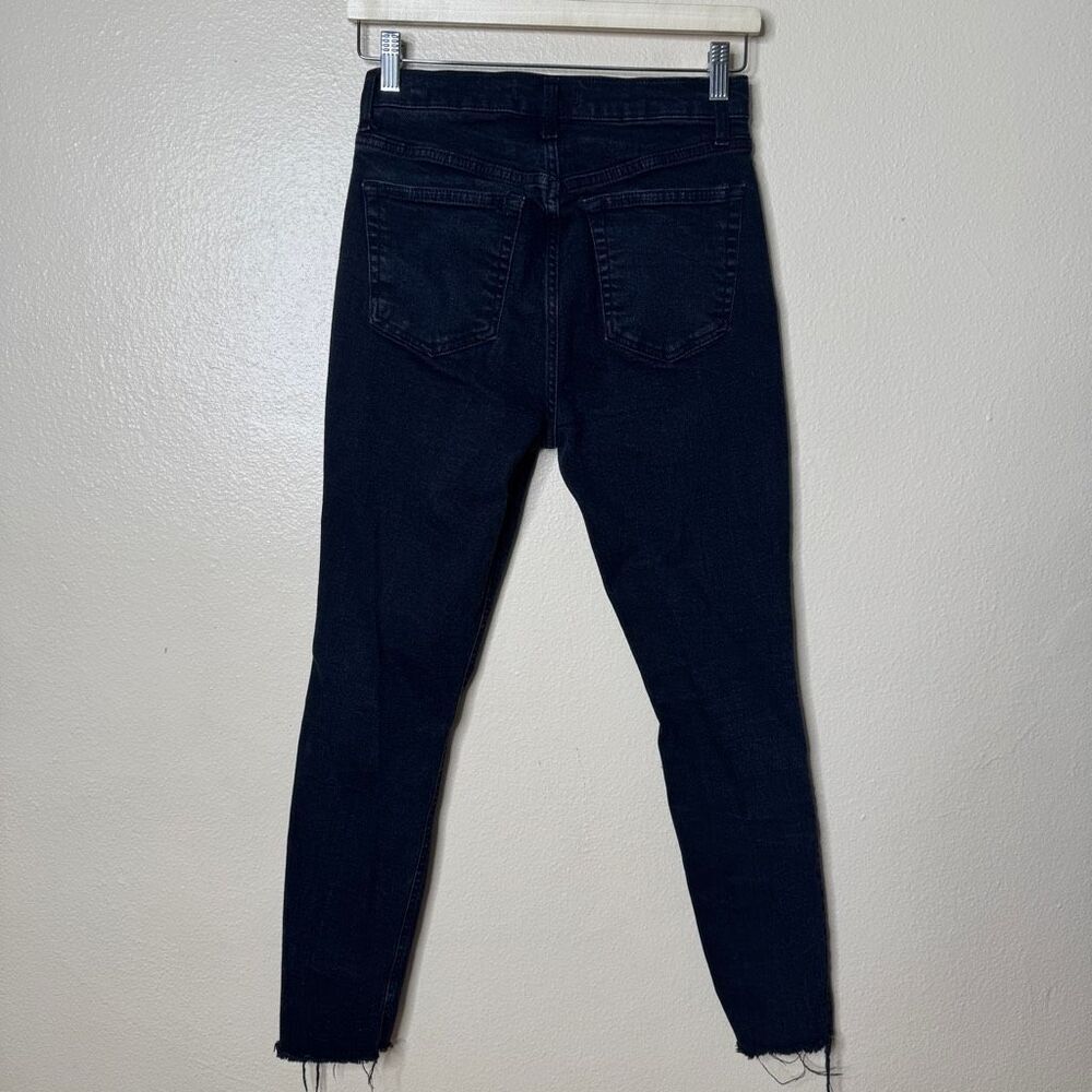 We The Free Jeans Women's 29 Black Button Fly High Waisted Distressed - Picture 8 of 13